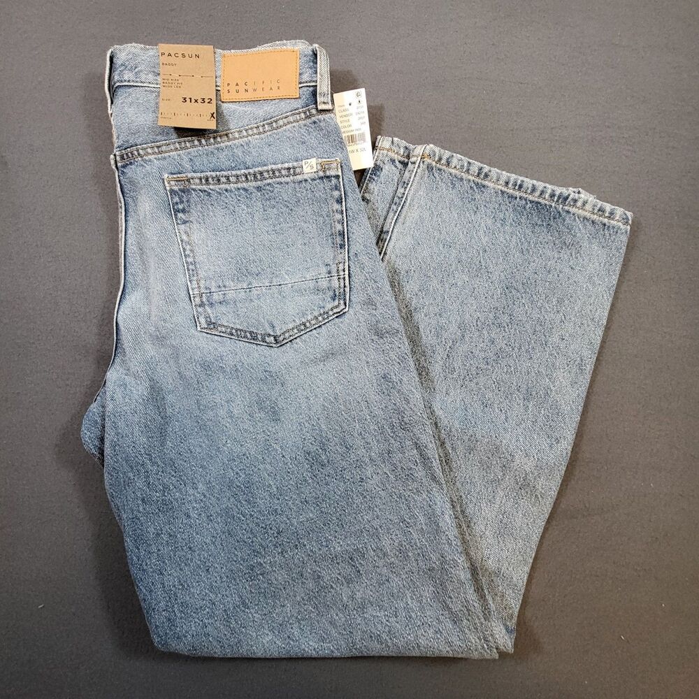 PacSun Baggy Jeans Mens 31x32 Light Wash Blue Denim Wide Leg Y2K Skater NWT New